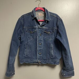 Vintage 60s Denim Jacket Medium Saddle King Western Key Distressed USA